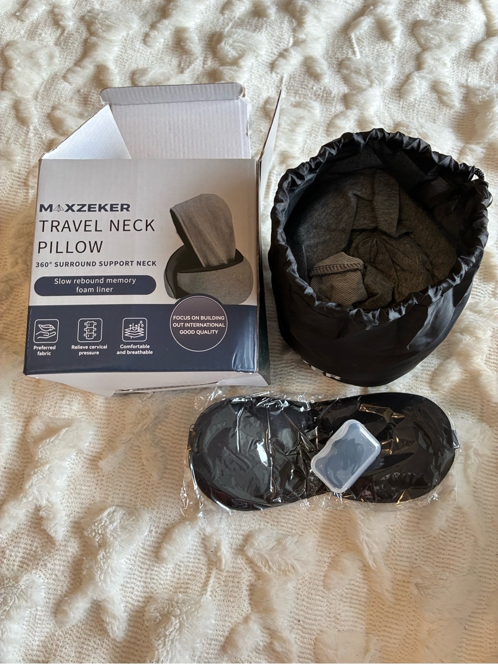 Gray Travel Neck Pillow - Memory Foam Support